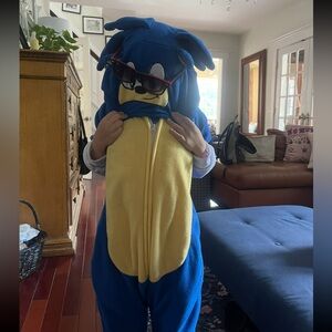 Sega Kids' Sonic the Hedgehog pajama pj Jumpsuit Blue - Medium
